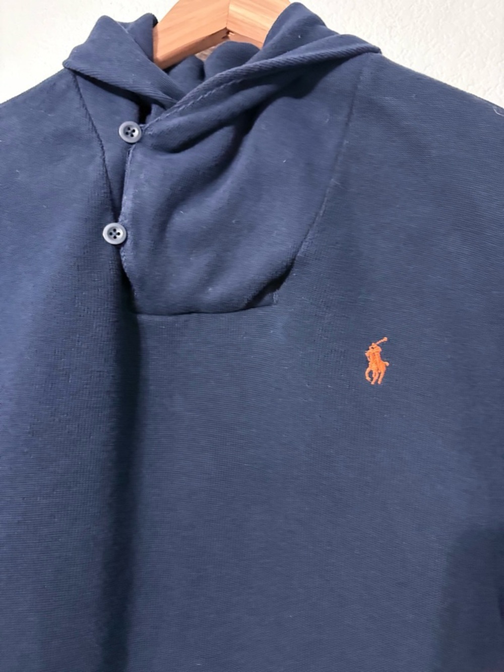 Polo Ralph Lauren Navy Shawl-Collar Sweater‎ with Orange Pony Logo XL Very Soft - Picture 8 of 14